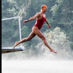 Jolyn Wayne Red Swimsuit